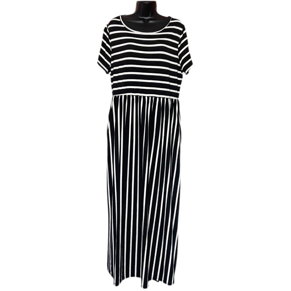 Black and White Striped Maxi Dress